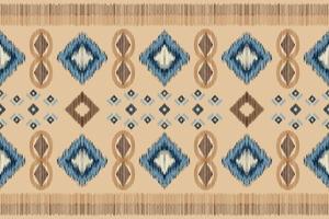 Ethnic Ikat fabric pattern geometric style.African Ikat embroidery Ethnic oriental pattern white brown cream background. Abstract,vector,illustration. For texture,clothing,wrapping,decoration,carpet. vector