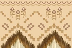 Ethnic Ikat fabric pattern geometric style.African Ikat embroidery Ethnic oriental pattern white brown cream background. Abstract,vector,illustration. For texture,clothing,wrapping,decoration,carpet. vector