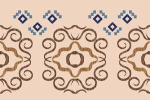 Ethnic Ikat fabric pattern geometric style.African Ikat embroidery Ethnic oriental pattern white brown cream background. Abstract,vector,illustration. For texture,clothing,wrapping,decoration,carpet. vector