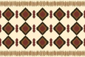 Ethnic Ikat fabric pattern geometric style.African Ikat embroidery Ethnic oriental pattern white brown cream background. Abstract,vector,illustration. For texture,clothing,wrapping,decoration,carpet. vector