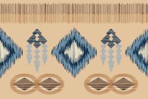 Ethnic Ikat fabric pattern geometric style.African Ikat embroidery Ethnic oriental pattern white brown cream background. Abstract,vector,illustration. For texture,clothing,wrapping,decoration,carpet. vector