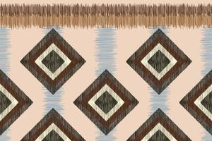 Ethnic Ikat fabric pattern geometric style.African Ikat embroidery Ethnic oriental pattern white brown cream background. Abstract,vector,illustration. For texture,clothing,wrapping,decoration,carpet. vector