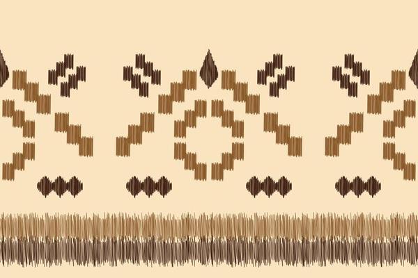 Ethnic Ikat fabric pattern geometric style.African Ikat embroidery Ethnic oriental pattern white brown cream background. Abstract,vector,illustration. For texture,clothing,wrapping,decoration,carpet.