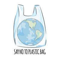 AMERICA NO PLASTIC Ecological Problem Vector Illustration Set