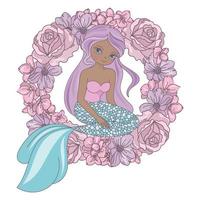SWEET DREAMS Mermaid Princess Wreath Vector Illustration Set