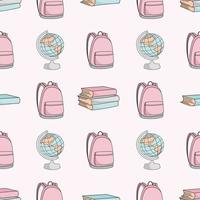 SCHOOL BAG AND GLOBE Seamless Pattern Vector Illustration