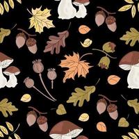 AUTUMN MUSHROOM Nature Seamless Pattern Vector Illustration