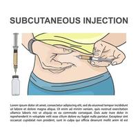 SUBCUTANEOUS INJECTION In The Abdomen Vector Illustration Set