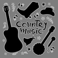 COUNTRY MUSIC SYMBOLS Western Festival Vector Illustration