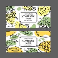 PINEAPPLE MANGO LABELS Design Sketch Vector Illustration Set