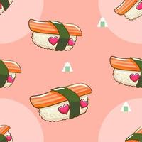 Sushi pattern seamless background vector