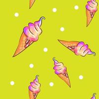 Ice cream pattern seamless background vector