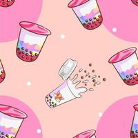 Bubble tea pattern seamless background vector