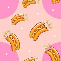 Hotdog pattern seamless background vector