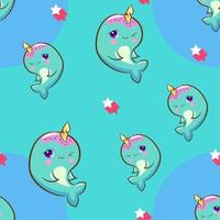 Narwhal pattern background seamless vector