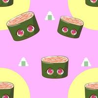 Sushi pattern seamless background vector