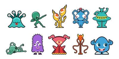 alien vector set collection graphic clipart design