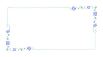 linda botánico rectangular marco. mano dibujado línea borde, hojas y flores, Boda invitación y tarjetas, logo diseño y carteles modelo. elegante mínimo estilo floral vector aislado