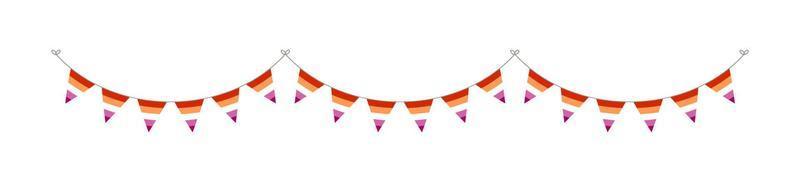 Lesbian Flag Garland. Pride month bunting simple vector graphics.