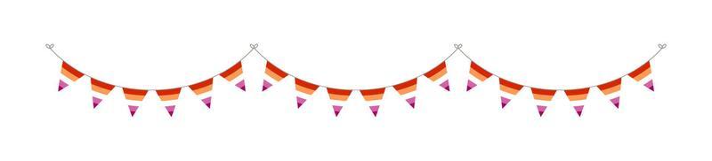 Lesbian Flag Garland. Pride month bunting simple vector graphics.