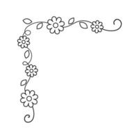 Spring floral corner borders. Flower page decoration doodle vector illustration.