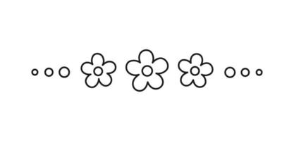 Cute floral page divider doodle illustrations. Simple flower border line art vector