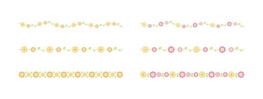 Cute Spring Floral Dividers Borders Set. Springtime and Easter flower separators design elements. vector