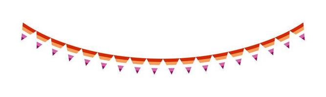 Lesbian Flag Garland. Pride month bunting simple vector graphics.