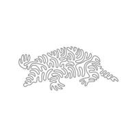 Continuous curve one line drawing of cute mole curve abstract art. Single line editable stroke vector illustration of mole remarkable diggers for logo, wall decor, poster print decoration