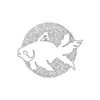 Single swirl continuous line drawing of cute goldfish abstract art. Continuous line draw graphic design vector illustration style of beautiful goldfish for icon, sign, minimalism modern wall decor