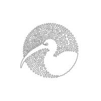 Continuous one curve line drawing of funny ibises abstract art in circle. Single line editable stroke vector illustration of long curved bills for logo, wall decor and poster print decoration