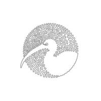 Continuous one curve line drawing of funny ibises abstract art in circle. Single line editable stroke vector illustration of long curved bills for logo, wall decor and poster print decoration