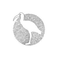 Single swirl continuous line drawing of cute ibises abstract art. Continuous line draw graphic design vector illustration style of large wading birds for icon, sign, minimalism modern wall decor