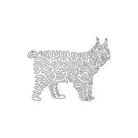 Continuous curve one line drawing of adorable lynx curve abstract art. Single line editable stroke vector illustration of lynx has beautiful thick fur for logo, wall decor and poster print decoration