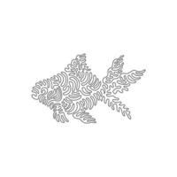 Single one line drawing of beautiful goldfish abstract art. Continuous line draw graphic design vector illustration of cute fin configuration goldfish for icon, symbol, company logo, poster wall decor