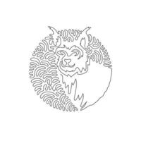 Single swirl continuous line drawing of cute lynx abstract art. Continuous line draw graphic design vector illustration style of opportunistic predator lynx for icon, sign
