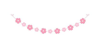 Cherry Blossom Sakura Flower buntings for springtime. Cute spring floral garland illustration. vector