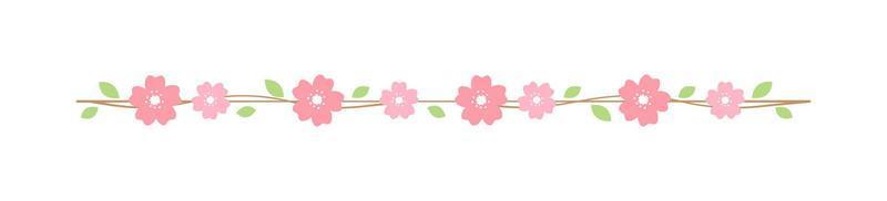 Cherry Blossom Divider Borders. Springtime Sakura Japanese flower separators design element. vector