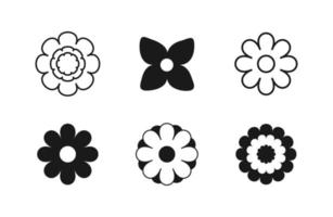 Flower Icon set. Simple minimal flat style. Spring symbol for your website design, logo, app, UI. Silhouette and Outline Vector illustration.