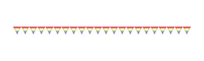 Rainbow flag with hearts separator. Pride month divider simple vector illustration clipart