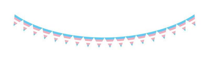 Transgender Flag Garland. Pride month bunting simple vector graphics.