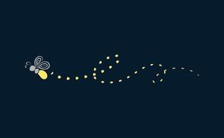 Firefly flying with trail clipart. Fireflies abstract illustration. vector