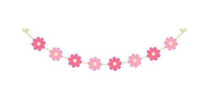 Cute spring floral garland illustration. Flower buntings for springtime designs. vector