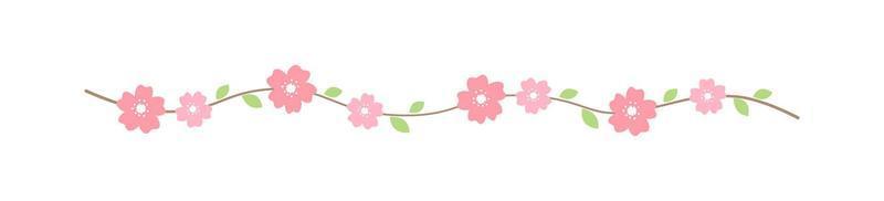 Cherry Blossom Divider Borders. Springtime Sakura Japanese flower separators design element. vector