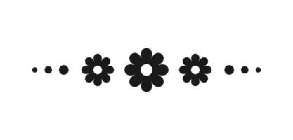Cute floral page divider doodle illustrations. Simple flower border silhouette art vector