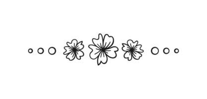 Cute floral page divider doodle illustrations. Simple flower border line art vector