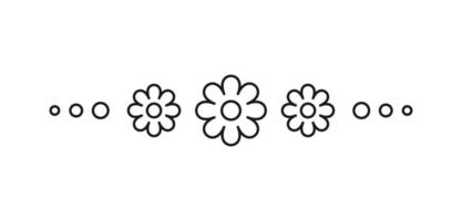 Cute floral page divider doodle illustrations. Simple flower border line art vector