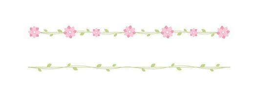 Cute Spring Floral Dividers Borders Set. Springtime and Easter flower separators design elements. vector