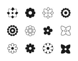 Flower Icon set. Simple minimal flat style. Spring symbol for your website design, logo, app, UI. Silhouette and Outline Vector illustration.