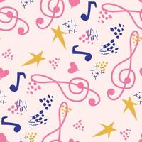 Pink, blue pastel texture with musical notes and a treble clef. Template for festival flyers vector